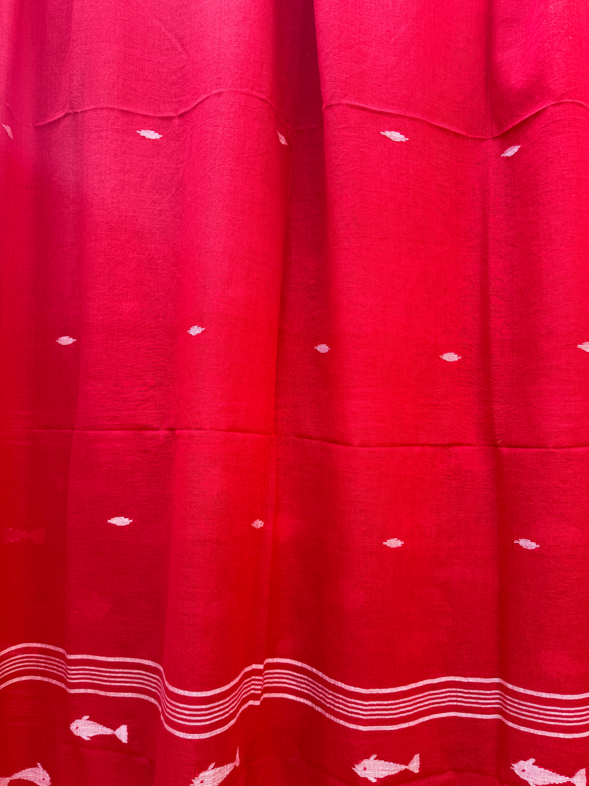 Cotton Jamdani Dupatta-Red