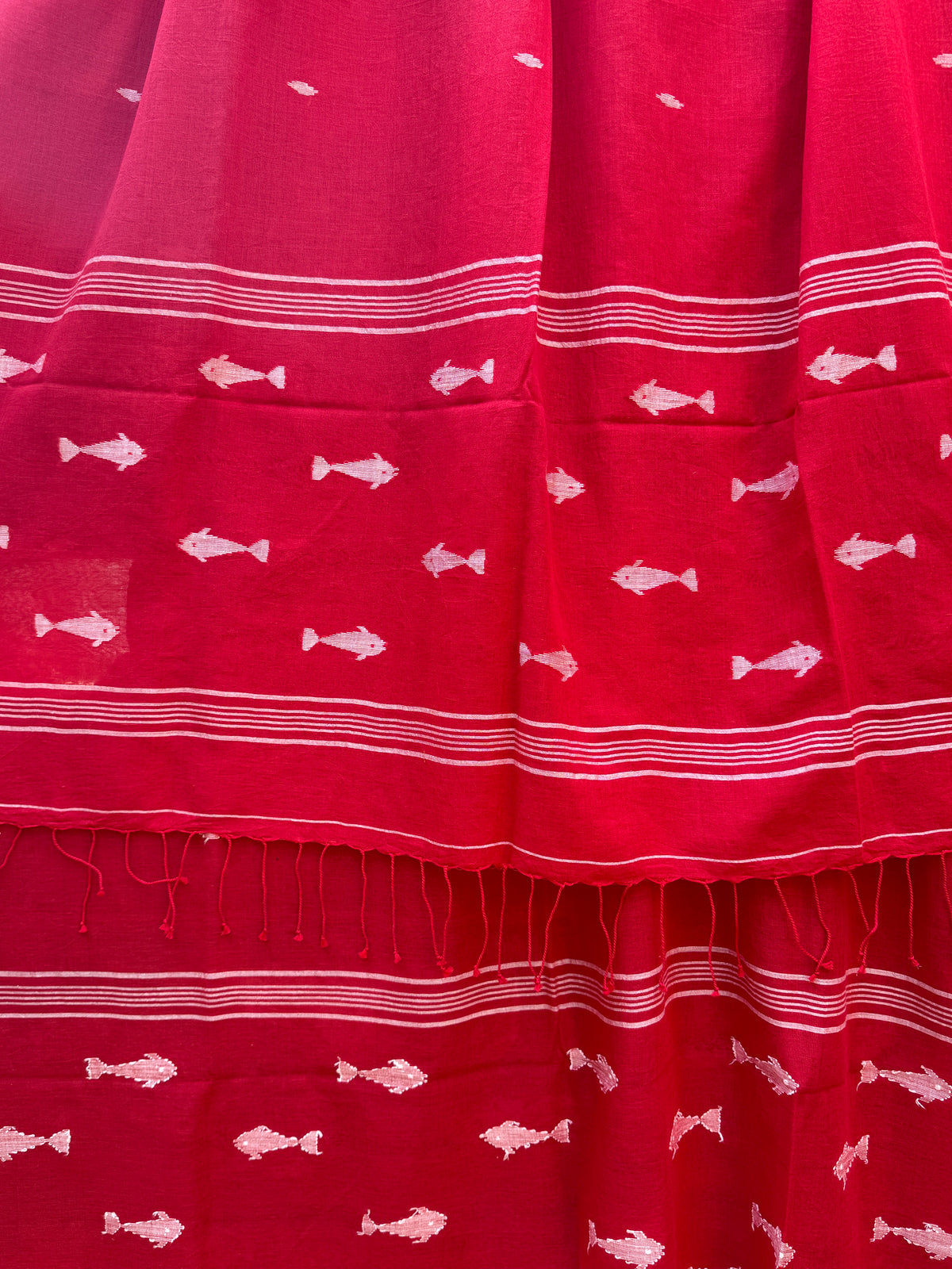 Cotton Jamdani Dupatta-Red