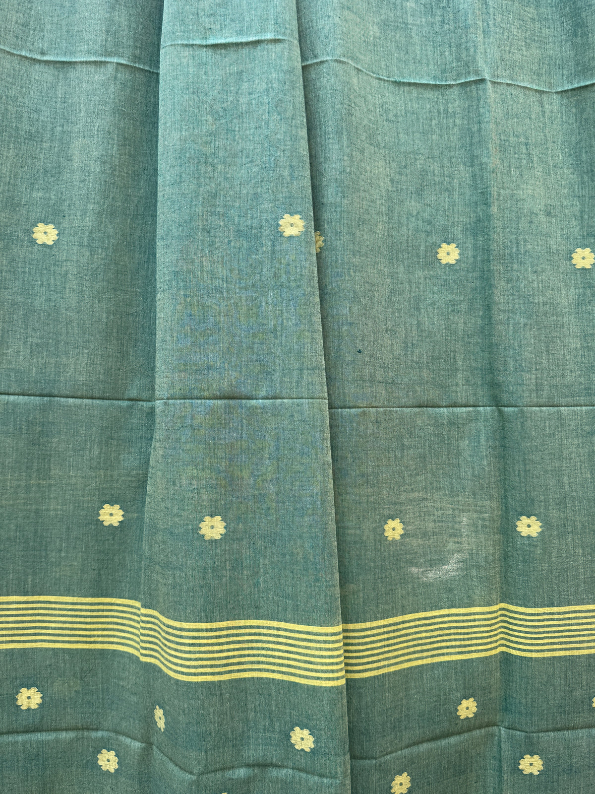 Cotton Jamdani Dupatta-Lemon Green