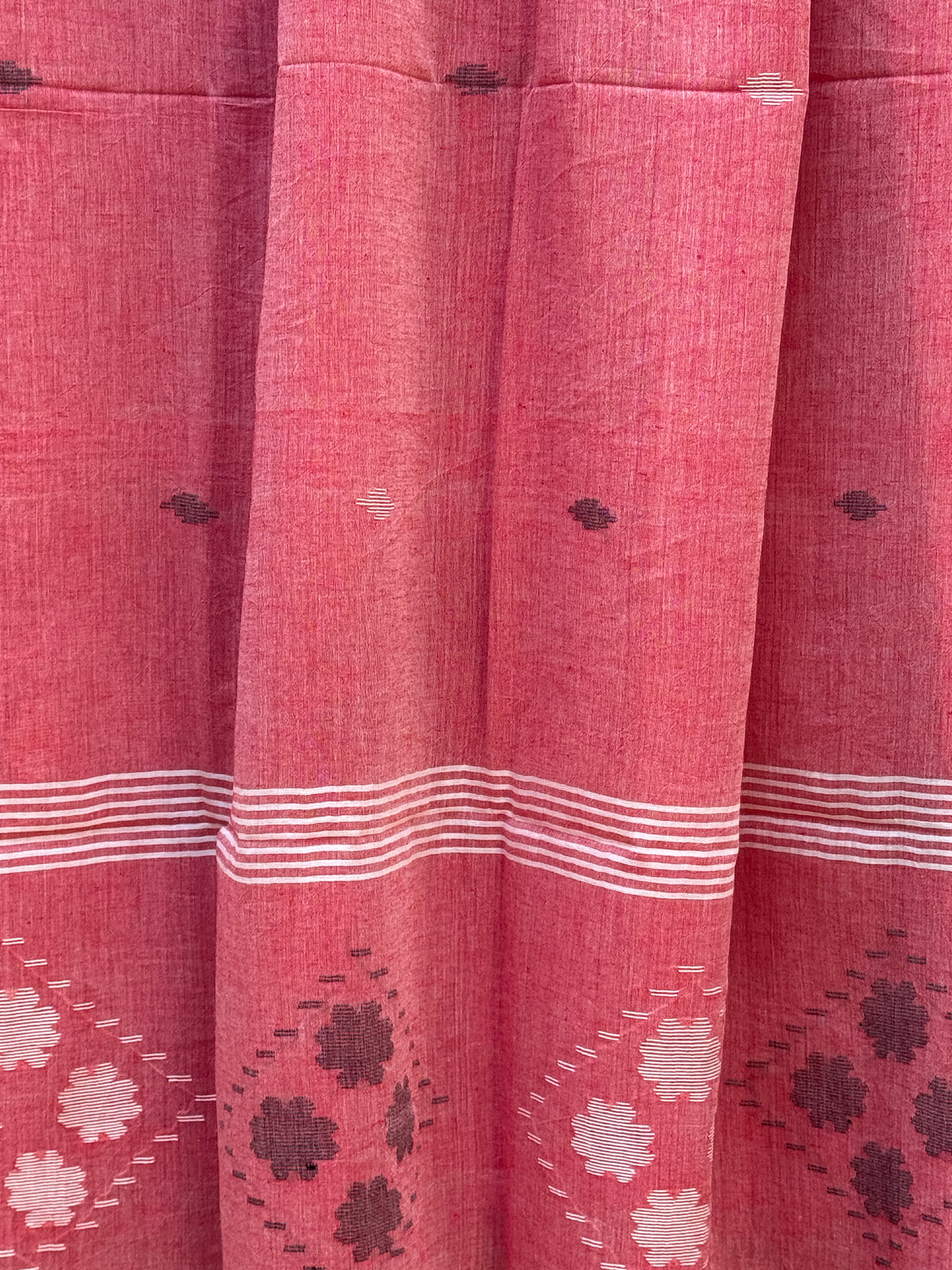 Cotton Jamdani Dupatta-Peace Pink