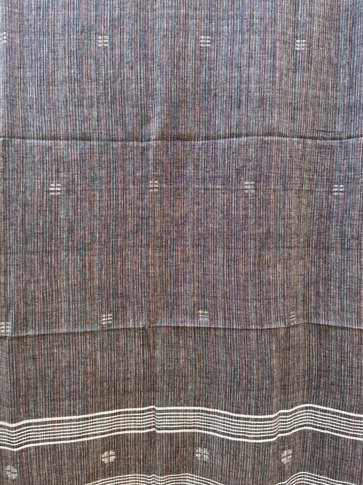 COTTON JAMDANI SCARF- BROWN