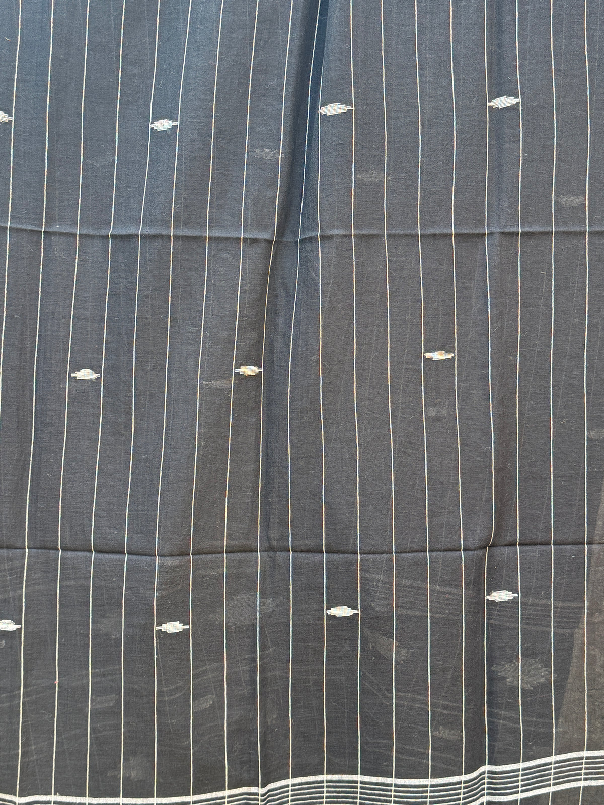 COTTON JAMDANI SCARF-BLACK