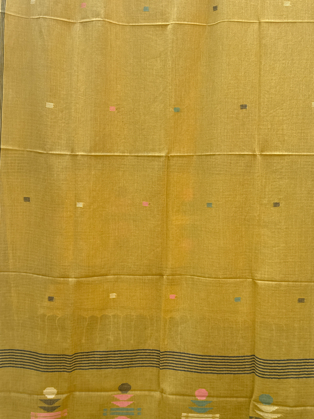 COTTON JAMDANI SCARF- YELLOW
