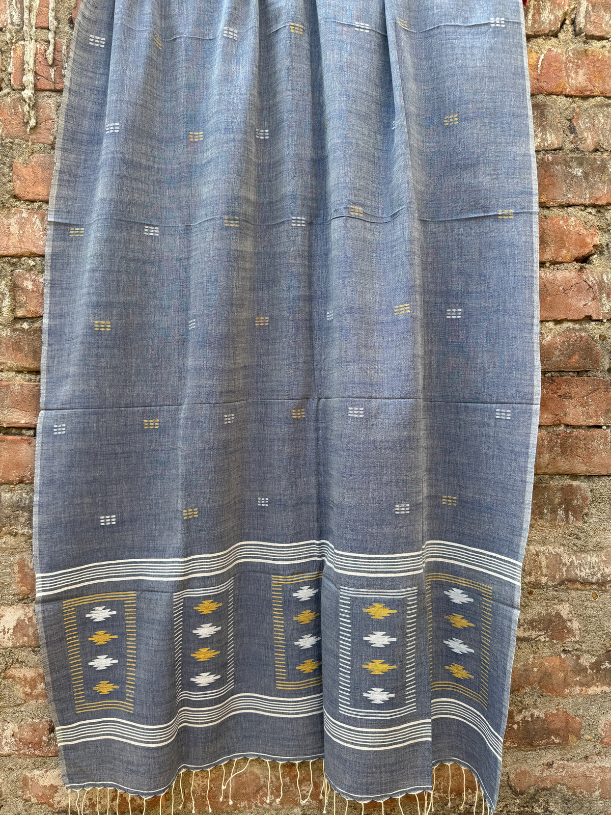 Cotton Jamdani Dupatta- Steel grey