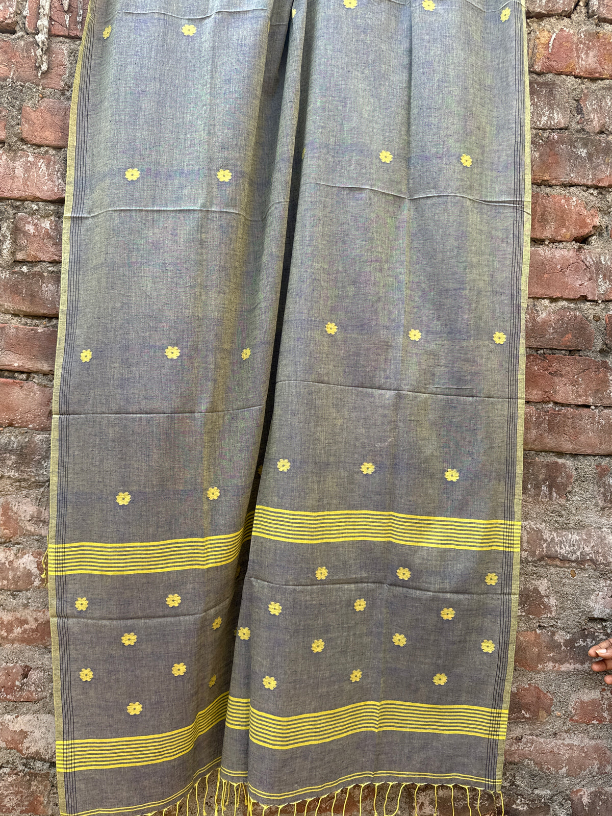 Cotton Jamdani Dupatta-Grey
