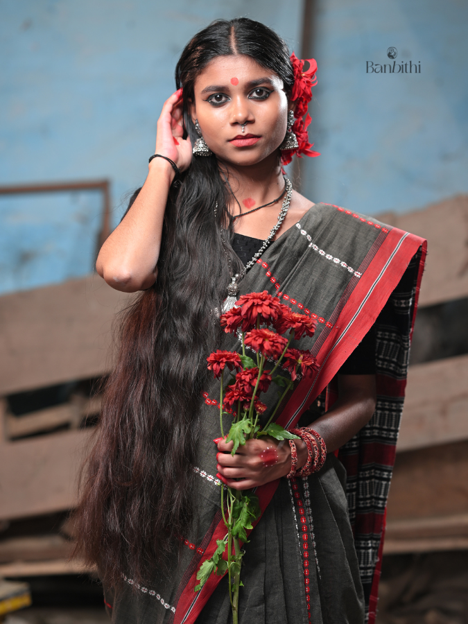 Begumpuri Pure Cotton Handwoven Saree – Black