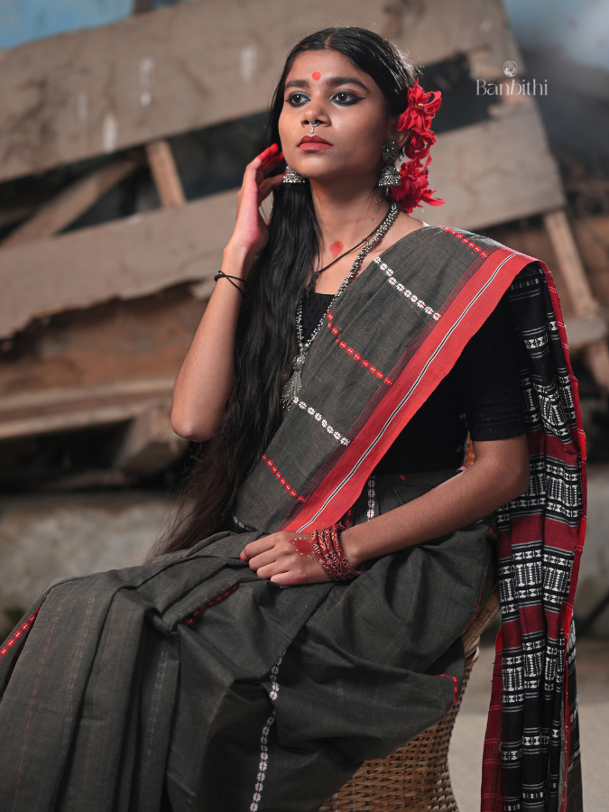 Begumpuri Pure Cotton Handwoven Saree – Black