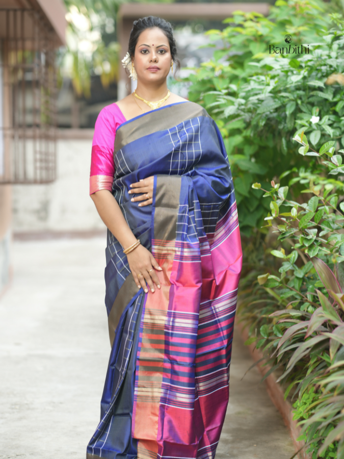 Bishnupur Silk Saree – Blue