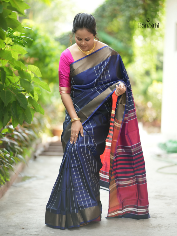 Bishnupur Silk Saree – Blue