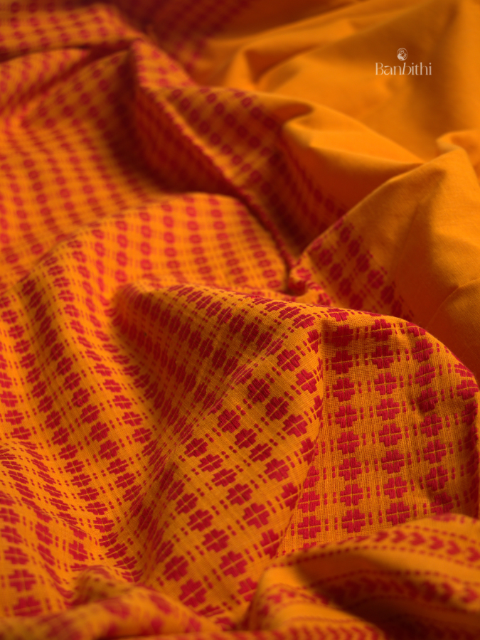 Begumpuri Pure Cotton Handwoven Saree – Yellow 1