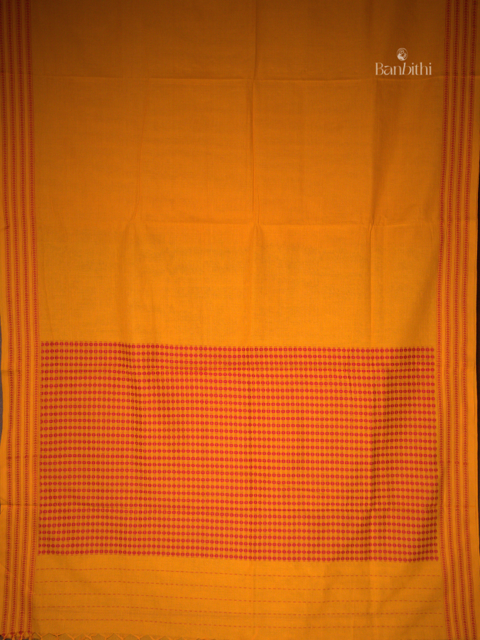 Begumpuri Pure Cotton Handwoven Saree – Yellow 1