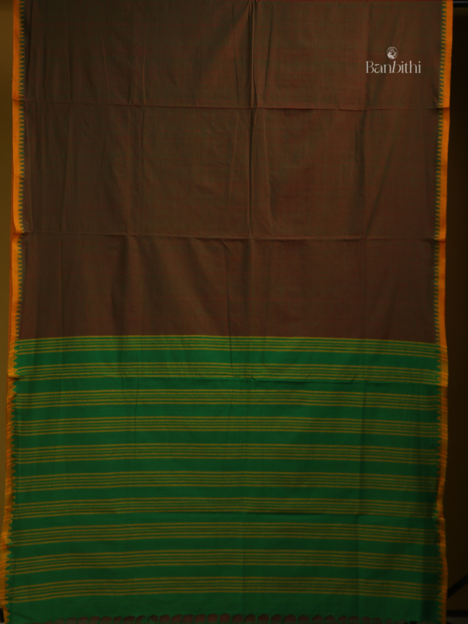 Begumpuri Pure Cotton Handwoven Saree – Brown