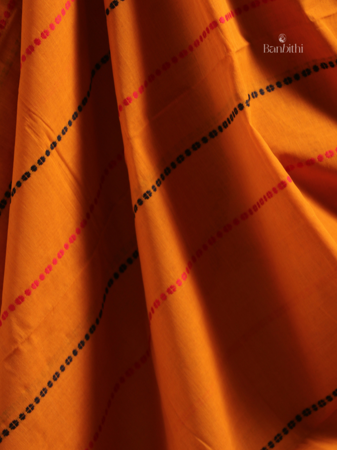 Begumpuri Pure Cotton Handwoven Saree – Deep Yellow