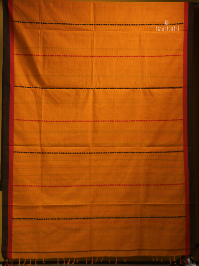 Begumpuri Pure Cotton Handwoven Saree – Deep Yellow