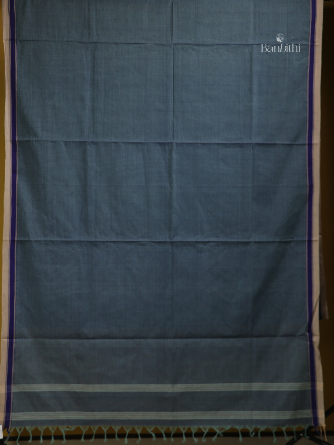 Begumpuri Pure Cotton Handwoven Saree – Bluish Grey