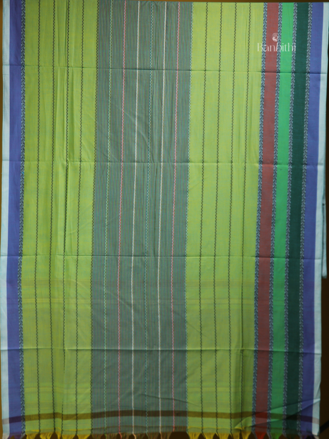 Pure Cotton Handwoven Dhaniakhali Saree – Light Green