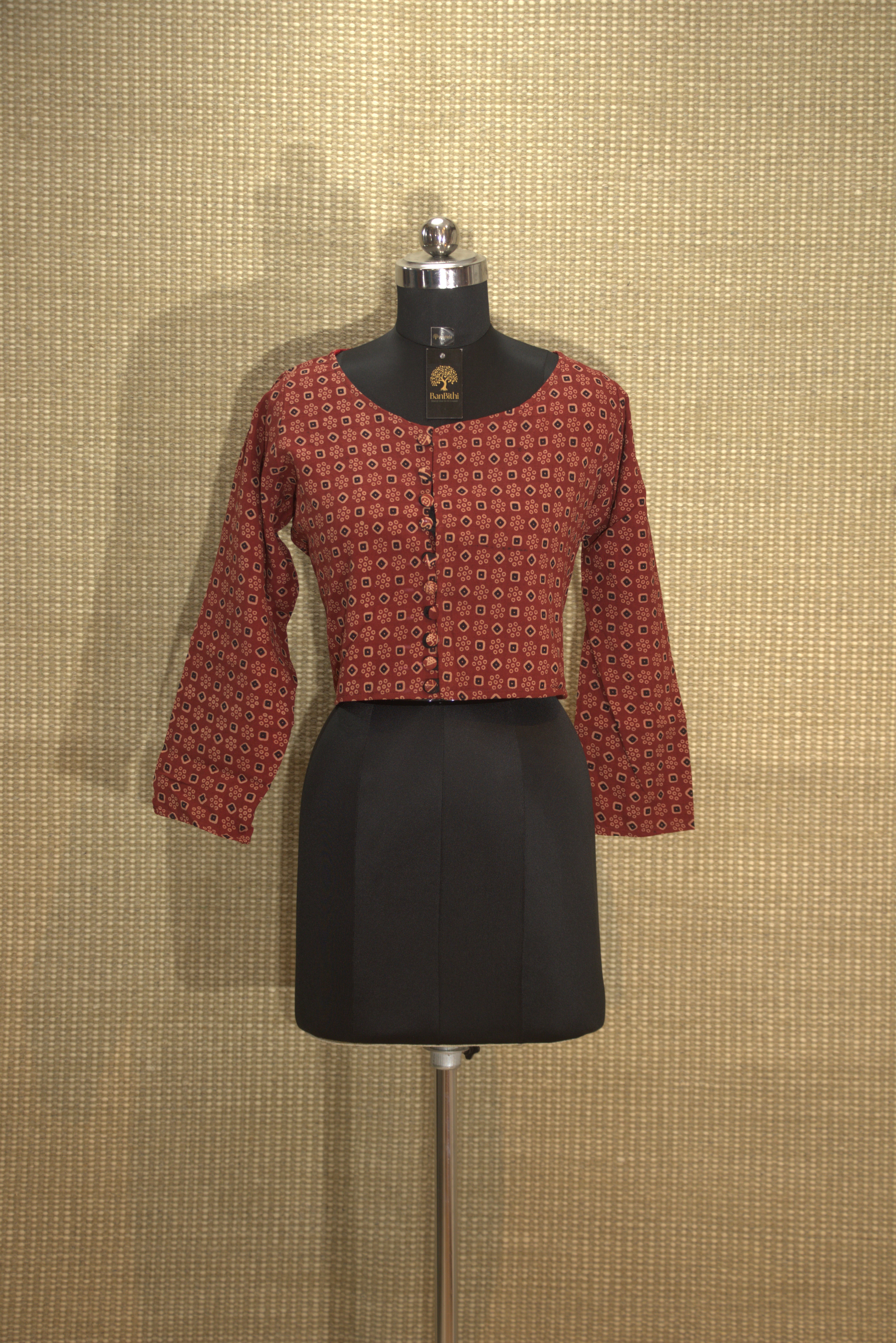 Ajrakh Printed Jacket Blouse - Pure Cotton