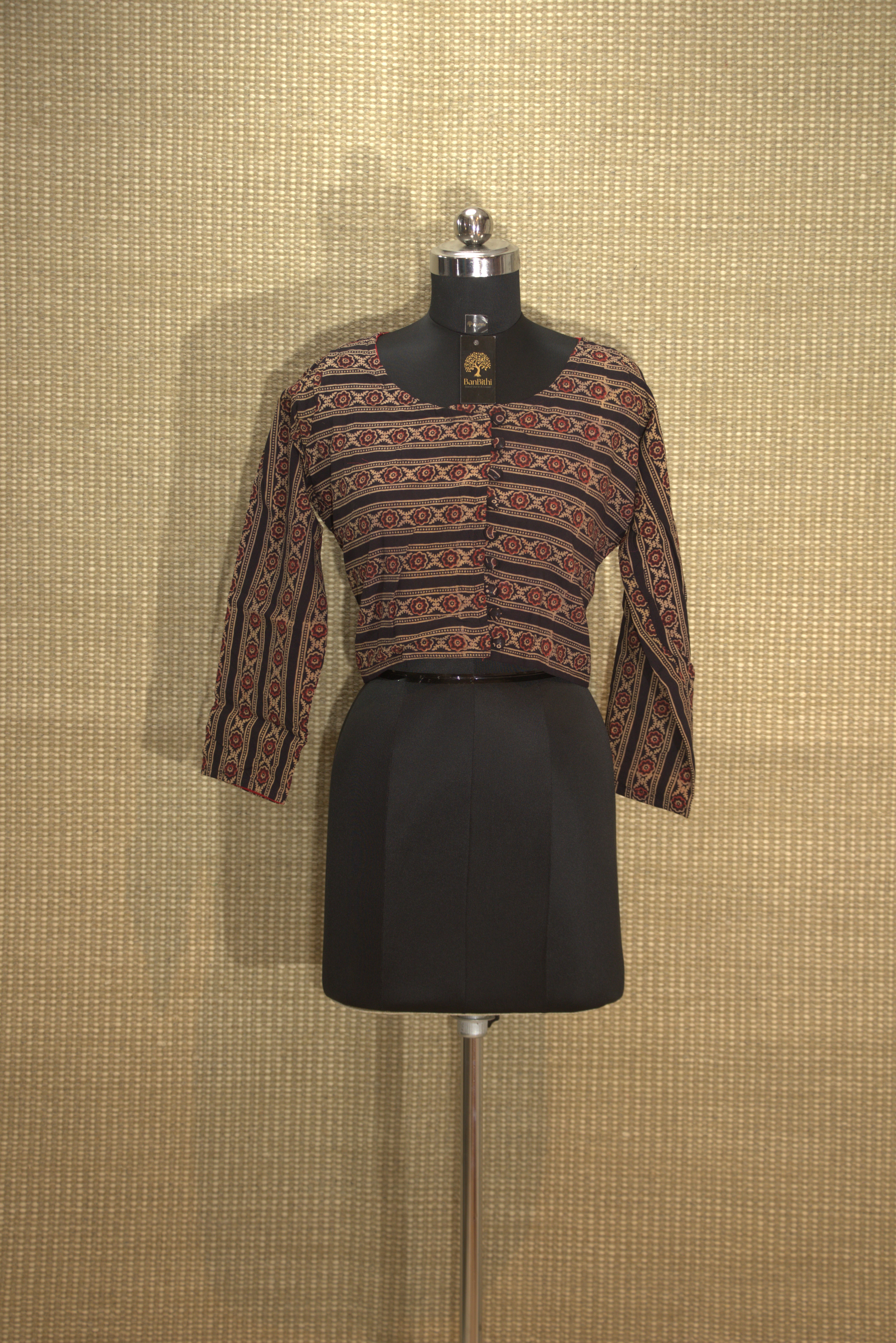 Ajrakh Printed Jacket Blouse - Pure Cotton