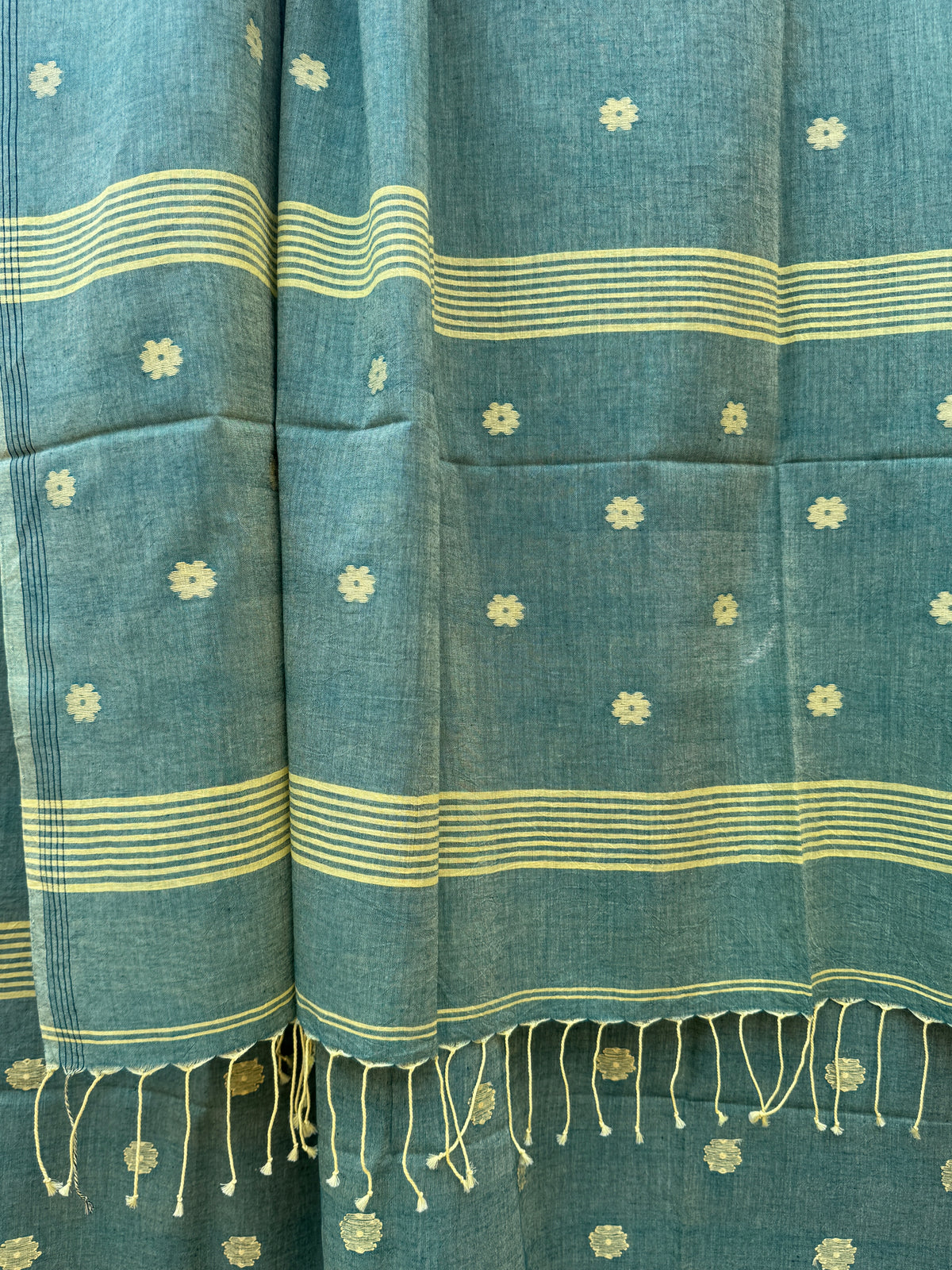 Cotton Jamdani Dupatta-Lemon Green