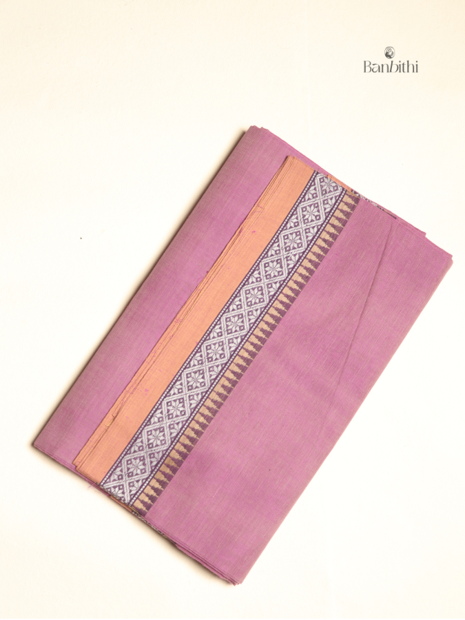Pure Cotton Handwoven Dhaniakhali Saree – Dual Tone Pink