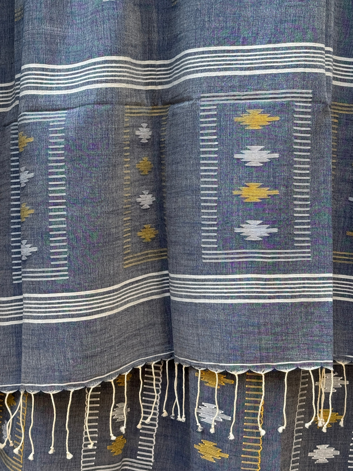 Cotton Jamdani Dupatta- Steel grey