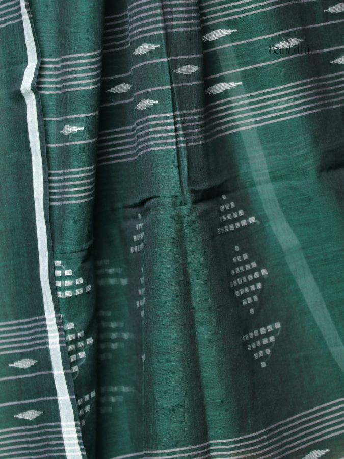 Handwoven Jamdani Dupatta – Emerald Green