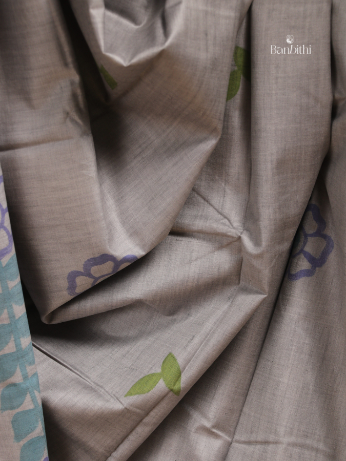 Tussar & Matka Silk Saree – Grey