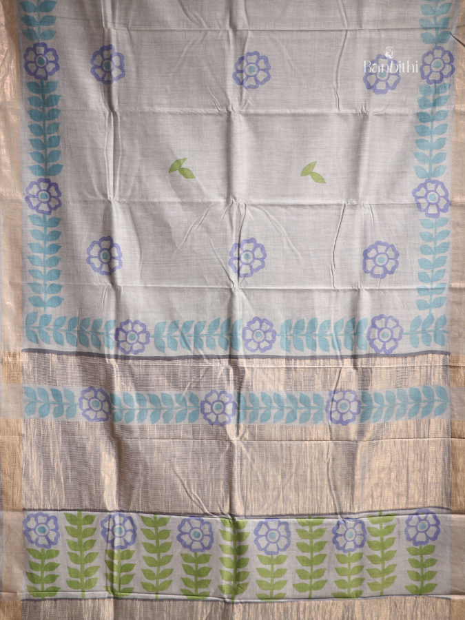 Tussar & Matka Silk Saree – Grey