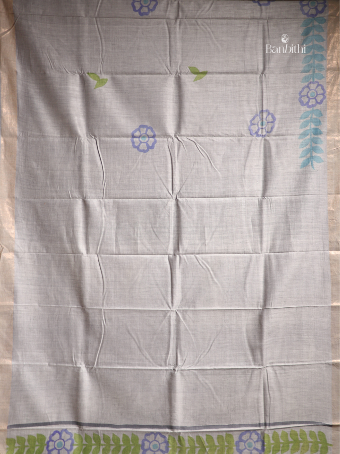 Tussar & Matka Silk Saree – Grey