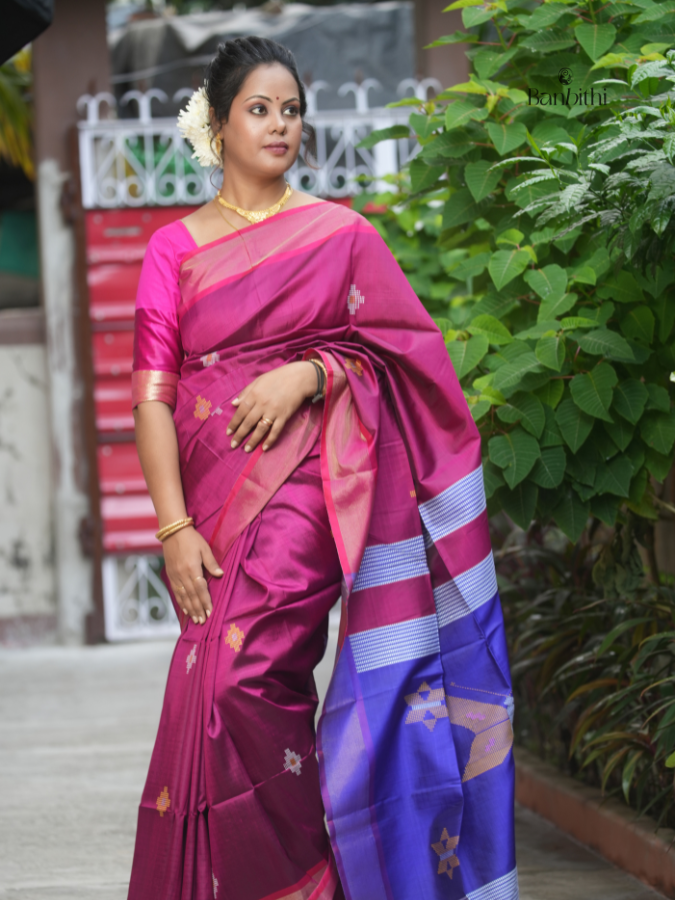 Bishnupur Silk Saree – Pink