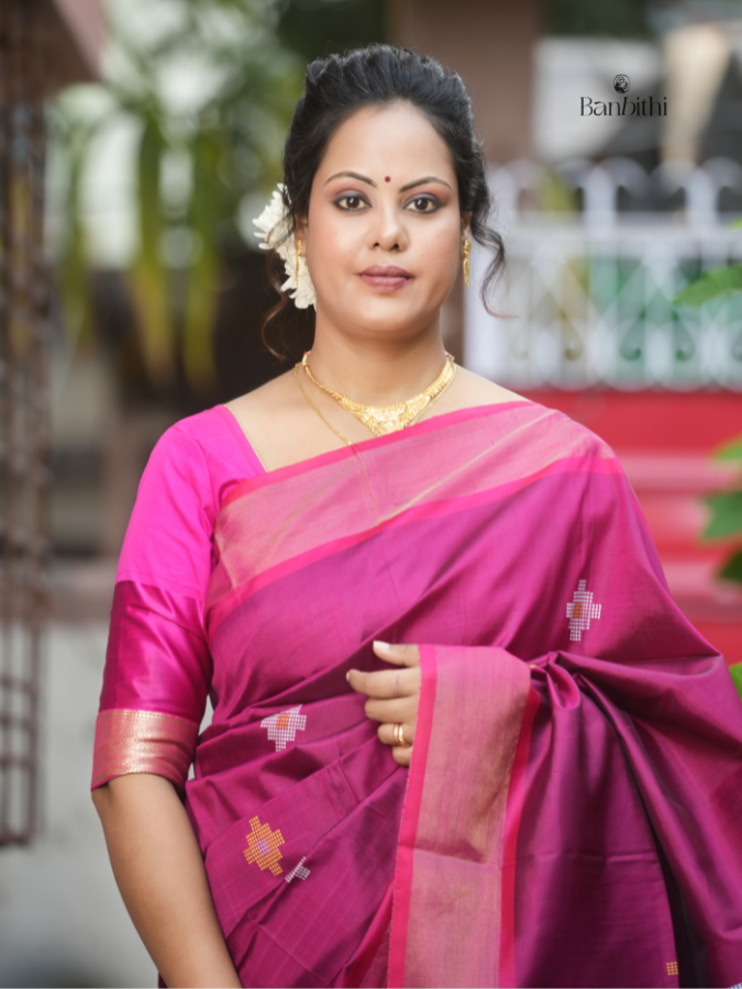 Bishnupur Silk Saree – Pink