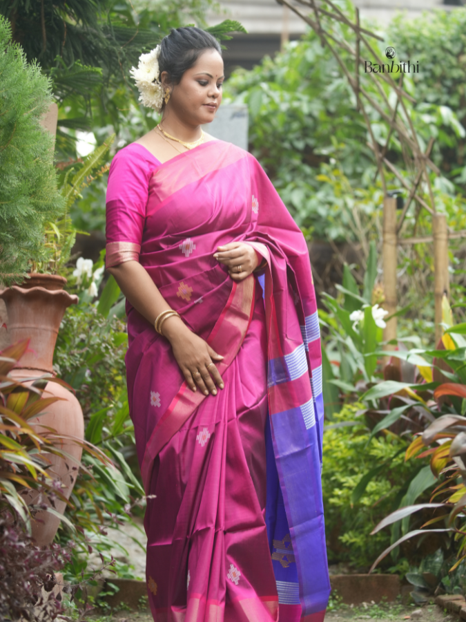 Bishnupur Silk Saree – Pink