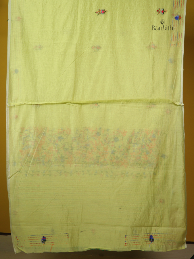 Spring Leaf Green Handcrafted Chanderi Saree