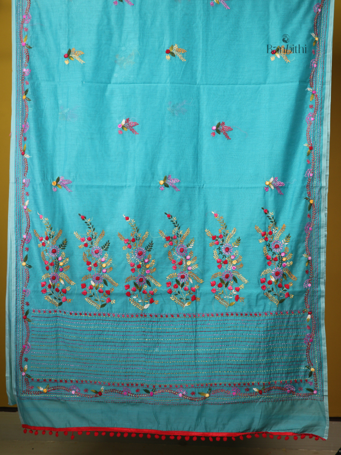 Azure Sky Embroidered SICO Chanderi Saree