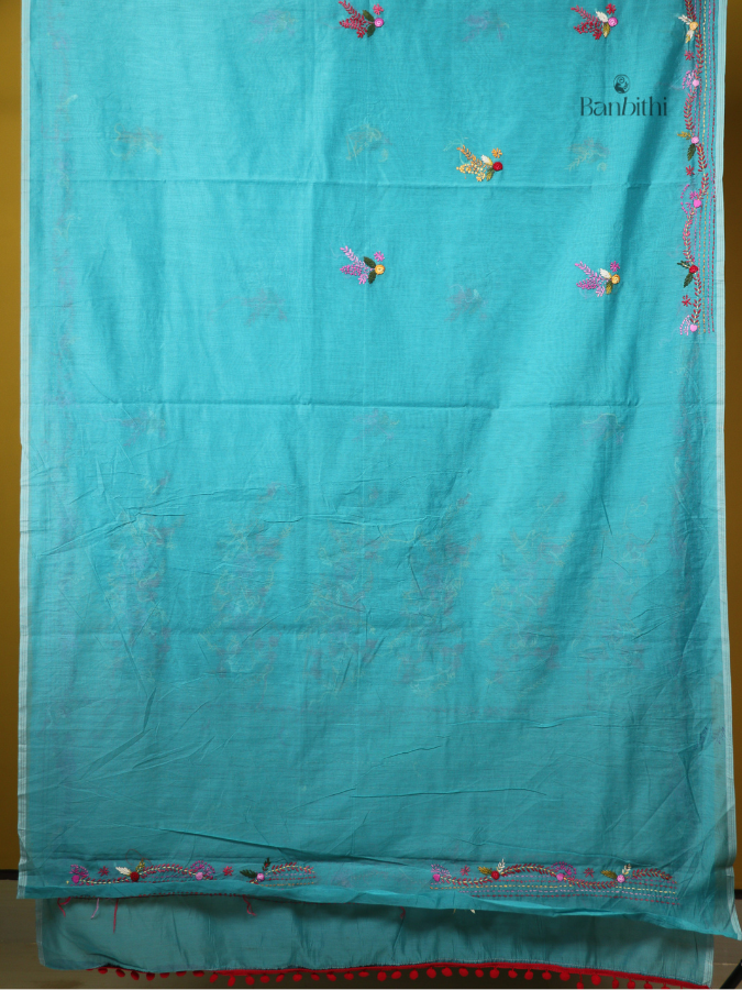 Azure Sky Embroidered SICO Chanderi Saree