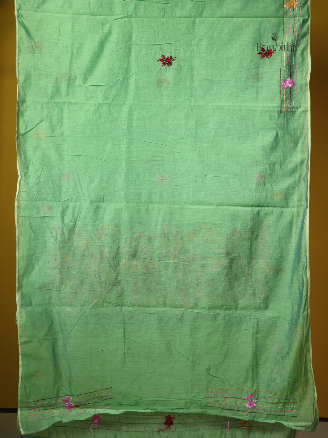 Tender Green Handcrafted Threadwork Saree