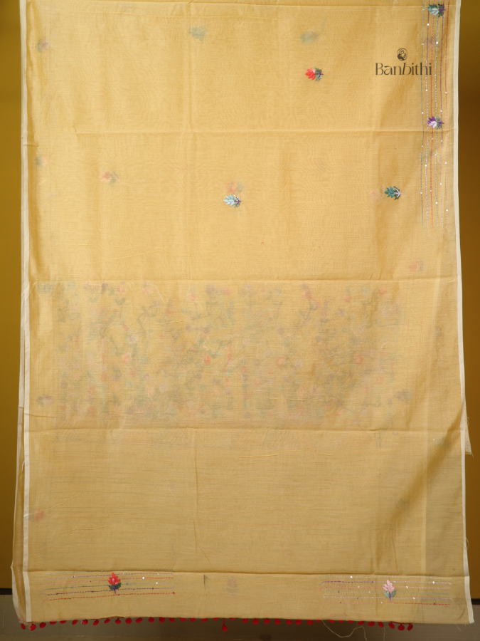Earthy Mustard Artisan Needlework Saree