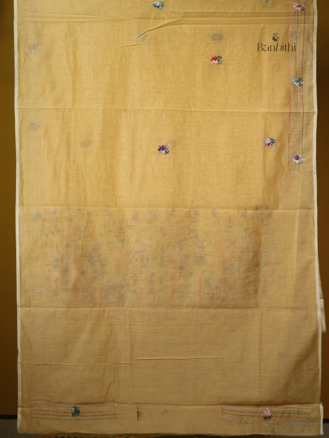 Mustard Glow Handcrafted Embroidery Saree