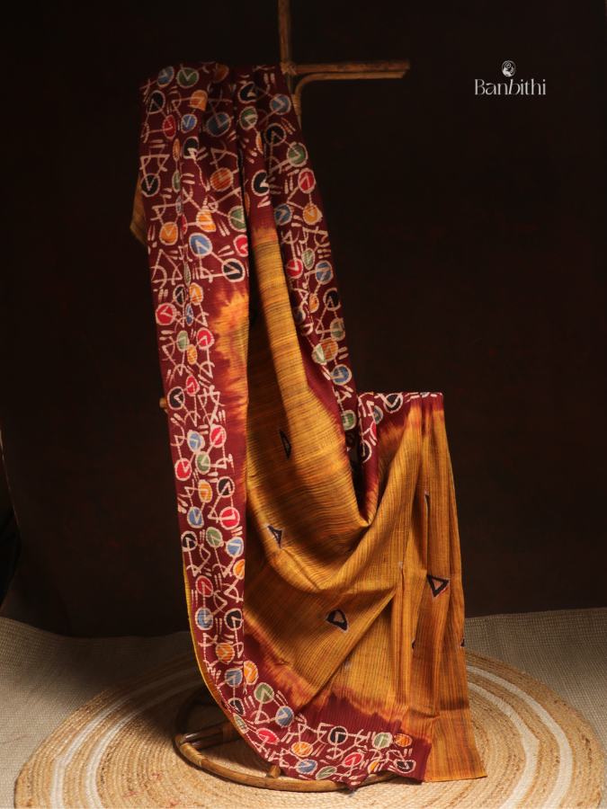 Silk by Matka Digital Print Saree – Mustard Yellow