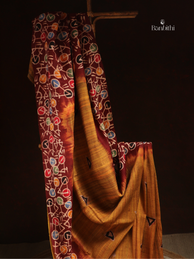 Silk by Matka Digital Print Saree – Mustard Yellow