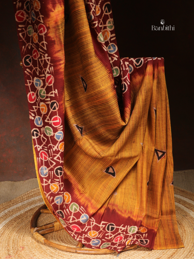 Silk by Matka Digital Print Saree – Mustard Yellow