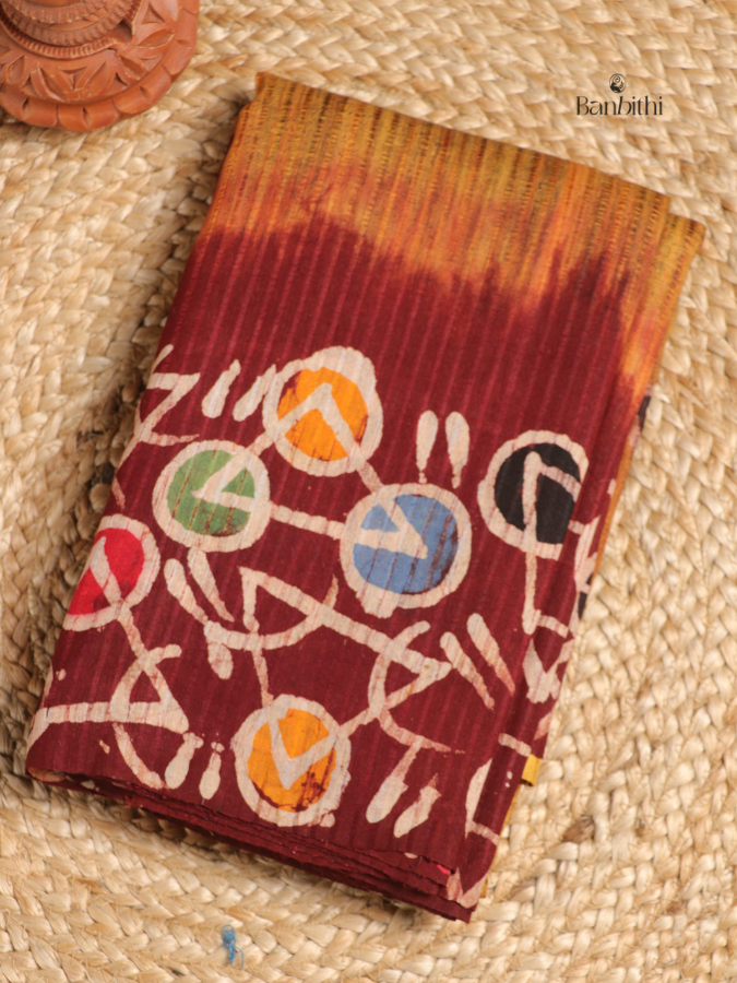 Silk by Matka Digital Print Saree – Mustard Yellow