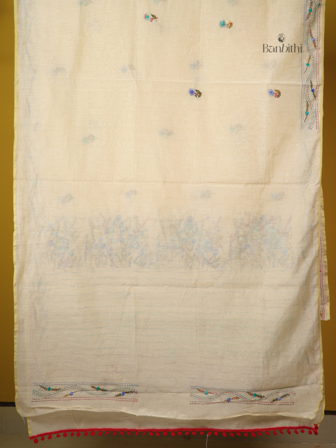 Ivory Bloom Multicolour Thread Saree