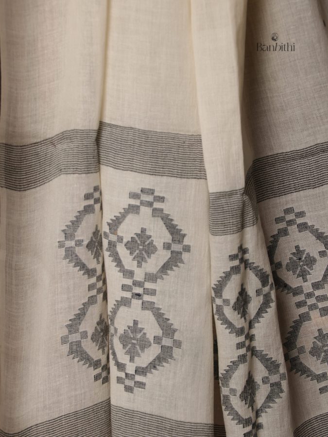 Handwoven Jamdani Dupatta – Off White
