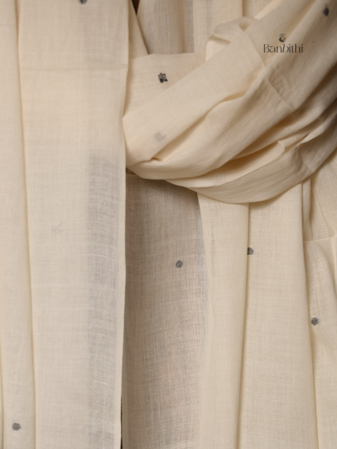 Handwoven Jamdani Dupatta – Off White