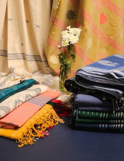 Handcrafted handloom saree made from natural fibres, representing slow fashion and responsible textile creation | Banbithi Boutique