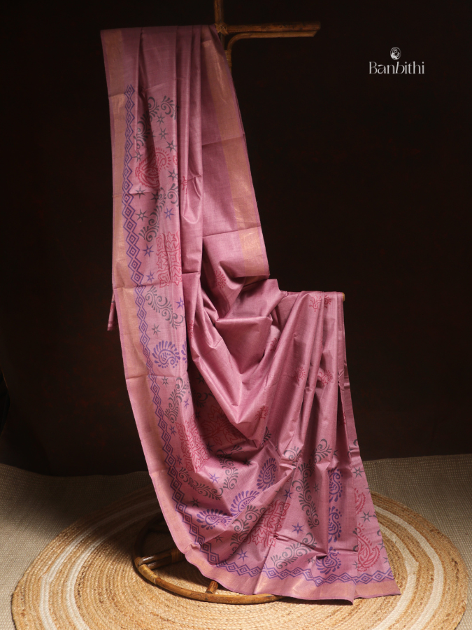 Tussar & Matka Silk Saree – Pink