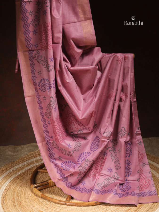 Tussar & Matka Silk Saree – Pink