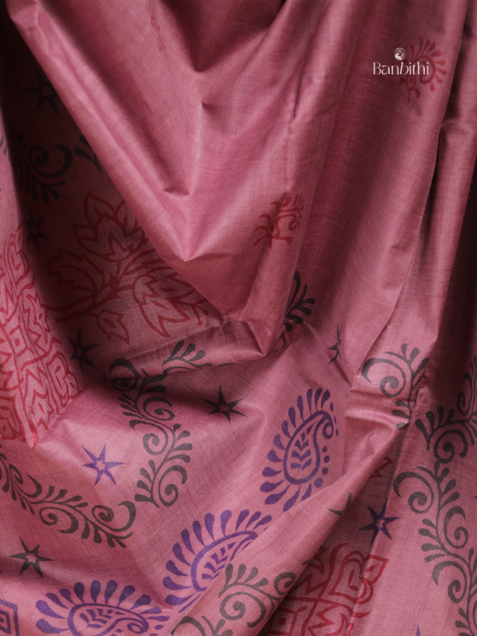 Tussar & Matka Silk Saree – Pink