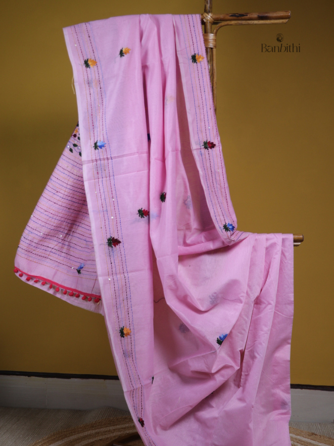 Soft Rose Handcrafted Village Craft Saree